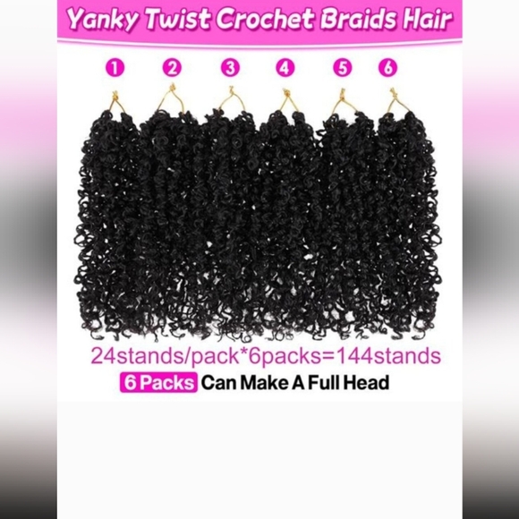 6 Packs Pre-looped Yanky Twist Crochet Hair 24 Strands/PCS Synthetic 12 - Picture 6 of 9